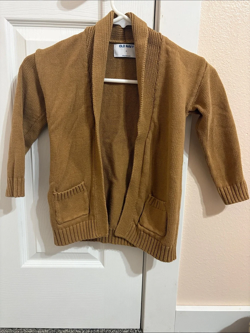 Old Navy Girls Open-Front Shawl Collar Cardigan - Camel